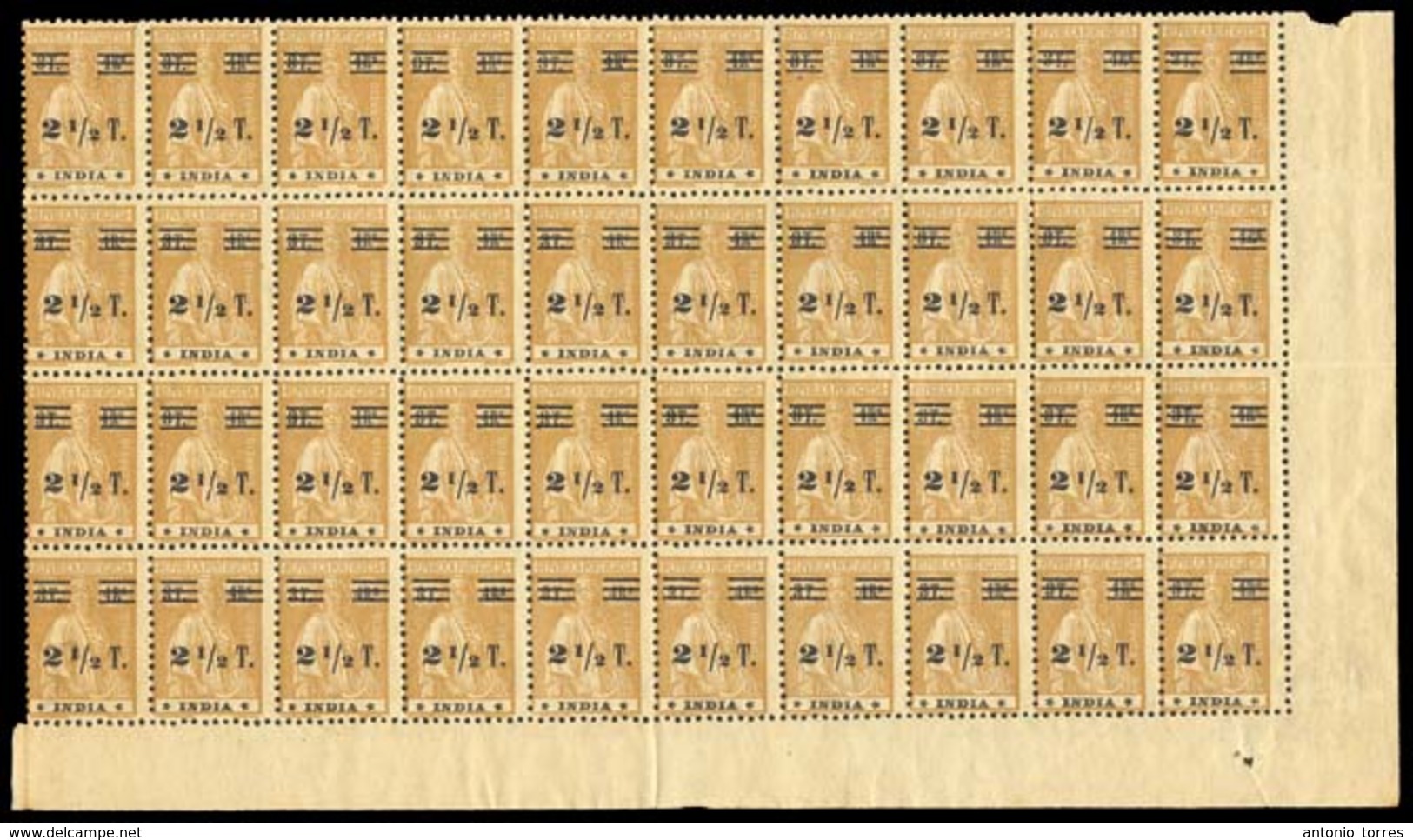 PORTUGAL-INDIA. 1931-32. Af 317 (xx) X 40. Ceres Ovpt. Rarísimo, Sino único Bloque De 40 De La Rara Sobrecarga. Full Gum - Altri & Non Classificati