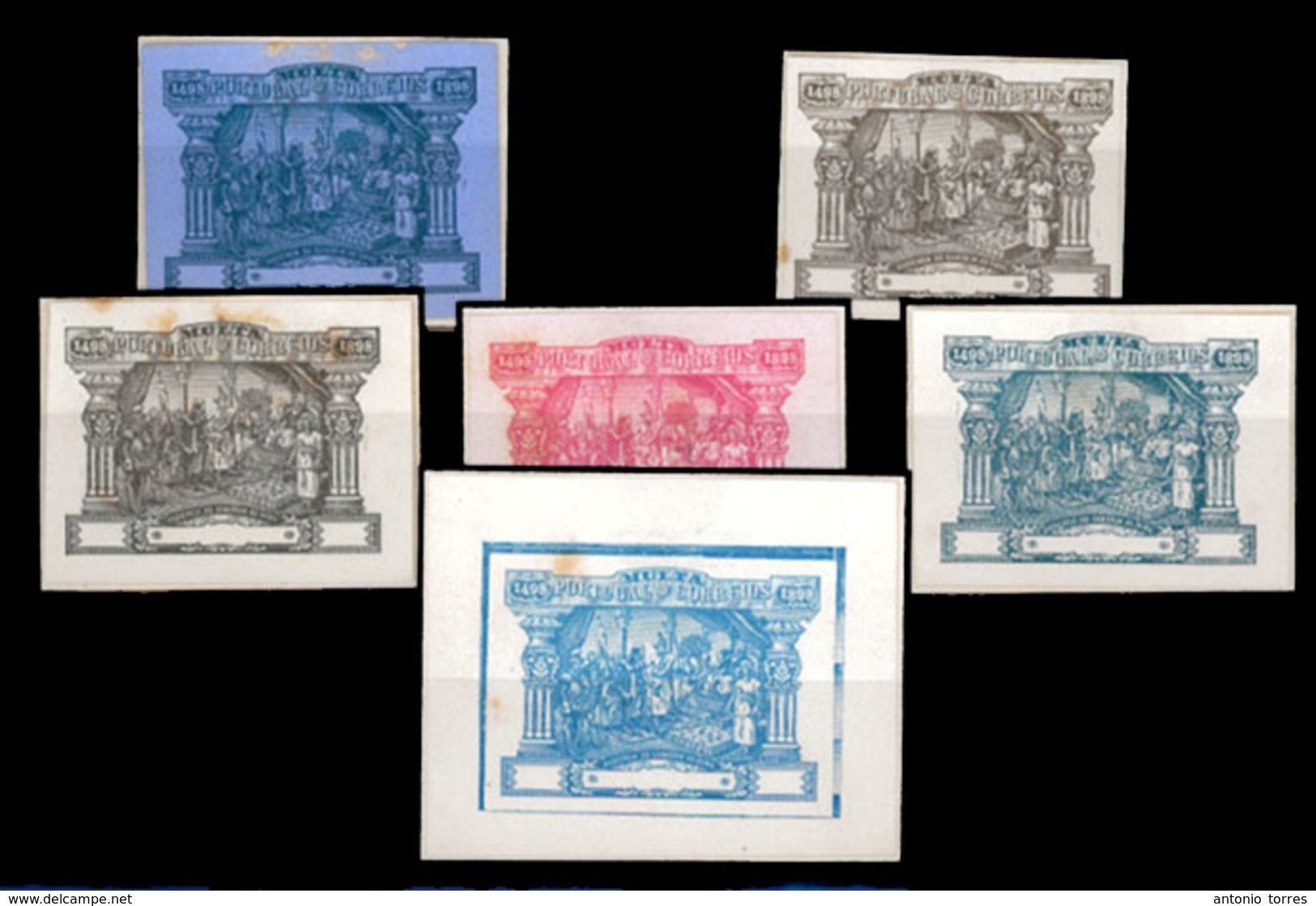 PORTUGAL-PORTEADO. 1898.  Porteado / Postage Due Issue Set. 4th. Centenary Of India. Group Of Six Large Margins Imperf.  - Altri & Non Classificati