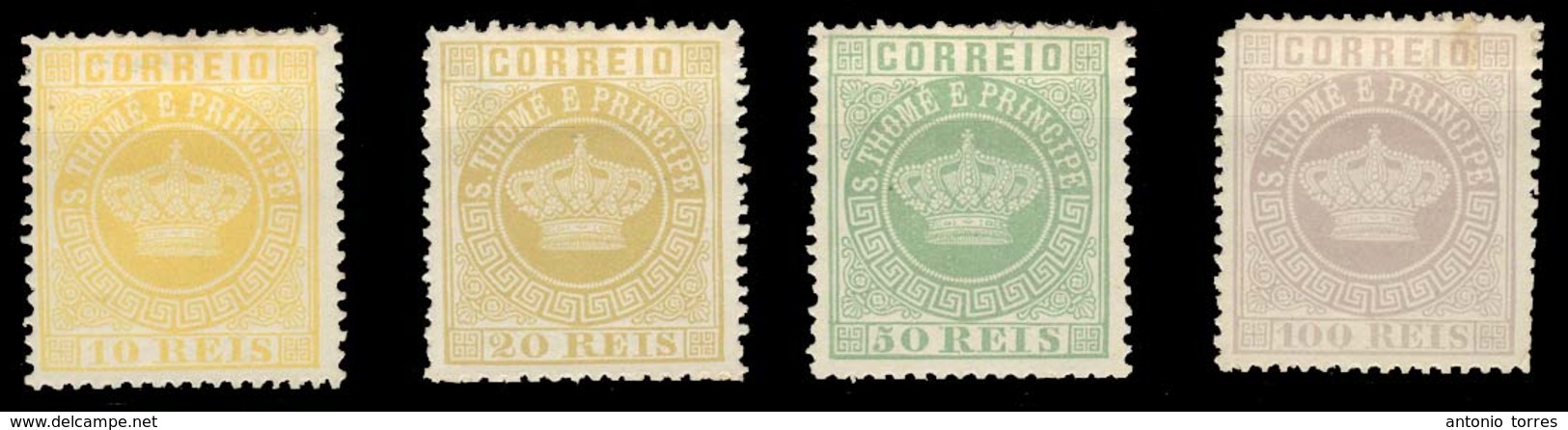 PORTUGAL-ST.THOME E PRINCIPE. 1884. Reprint. CROWN ISSUE 10rs, 20rs, 50rs And 100rs. Mint No Gum. - Other & Unclassified