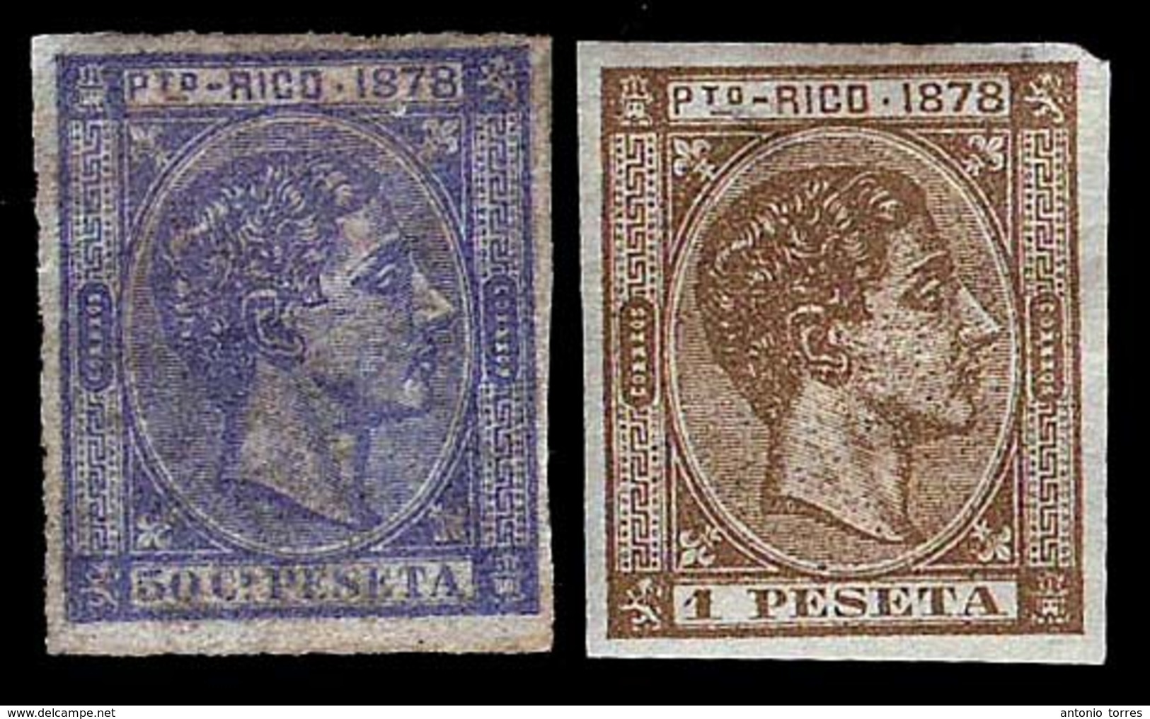 PUERTO RICO. 1878. Ed. 21s / 22s. 50c. Y 1 Pta. Sin Dentar. Bonita Presencia, Goma Translucida. Cat 06 140 Euros. - Porto Rico