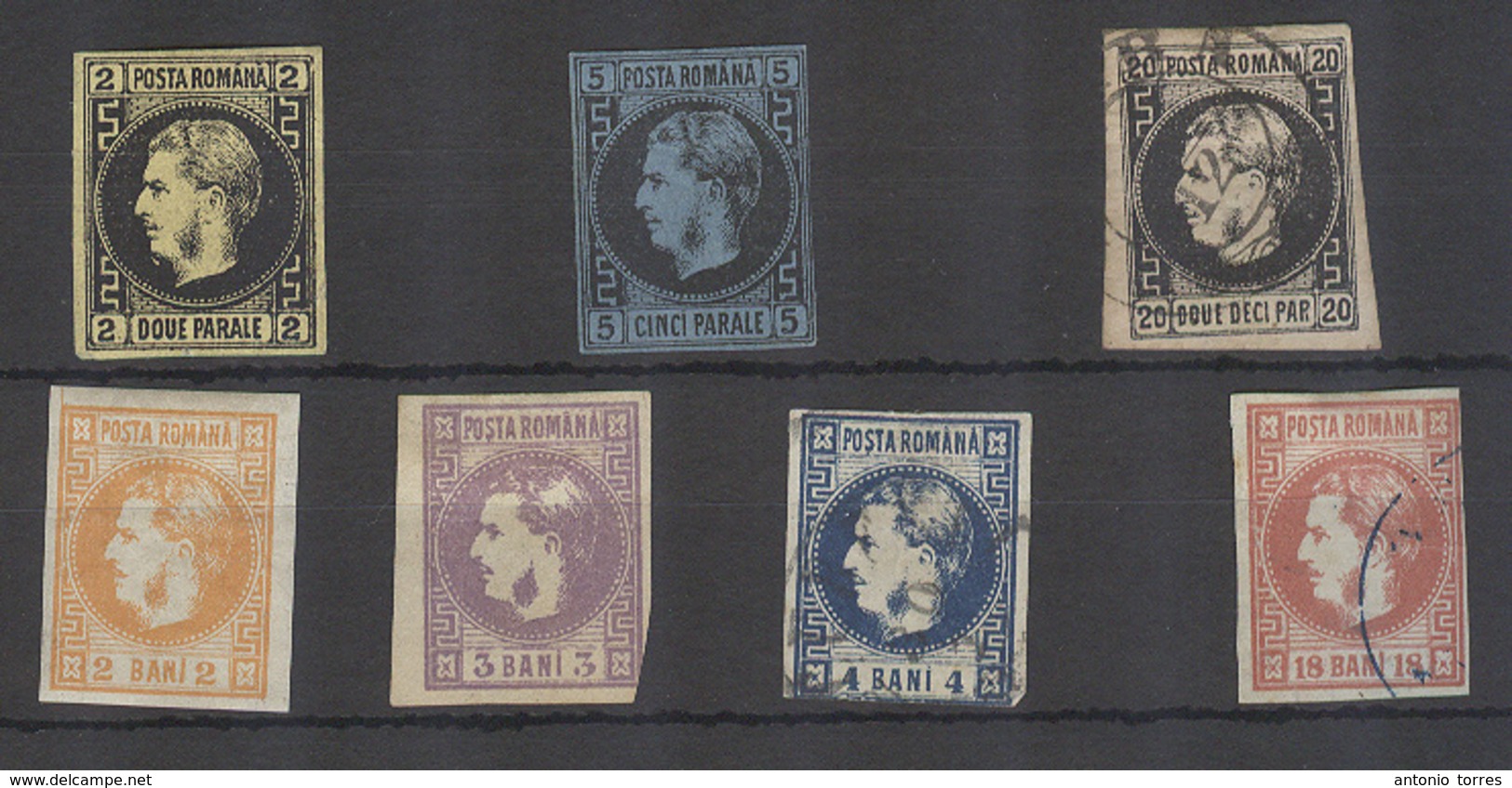 ROMANIA. 1866-7. Yv 14*, 15*, 16º, 17*, 18*, 19º, 20º. Mostly Fine. Yv 2009 284.50 Euros. Opportunity. - Other & Unclassified