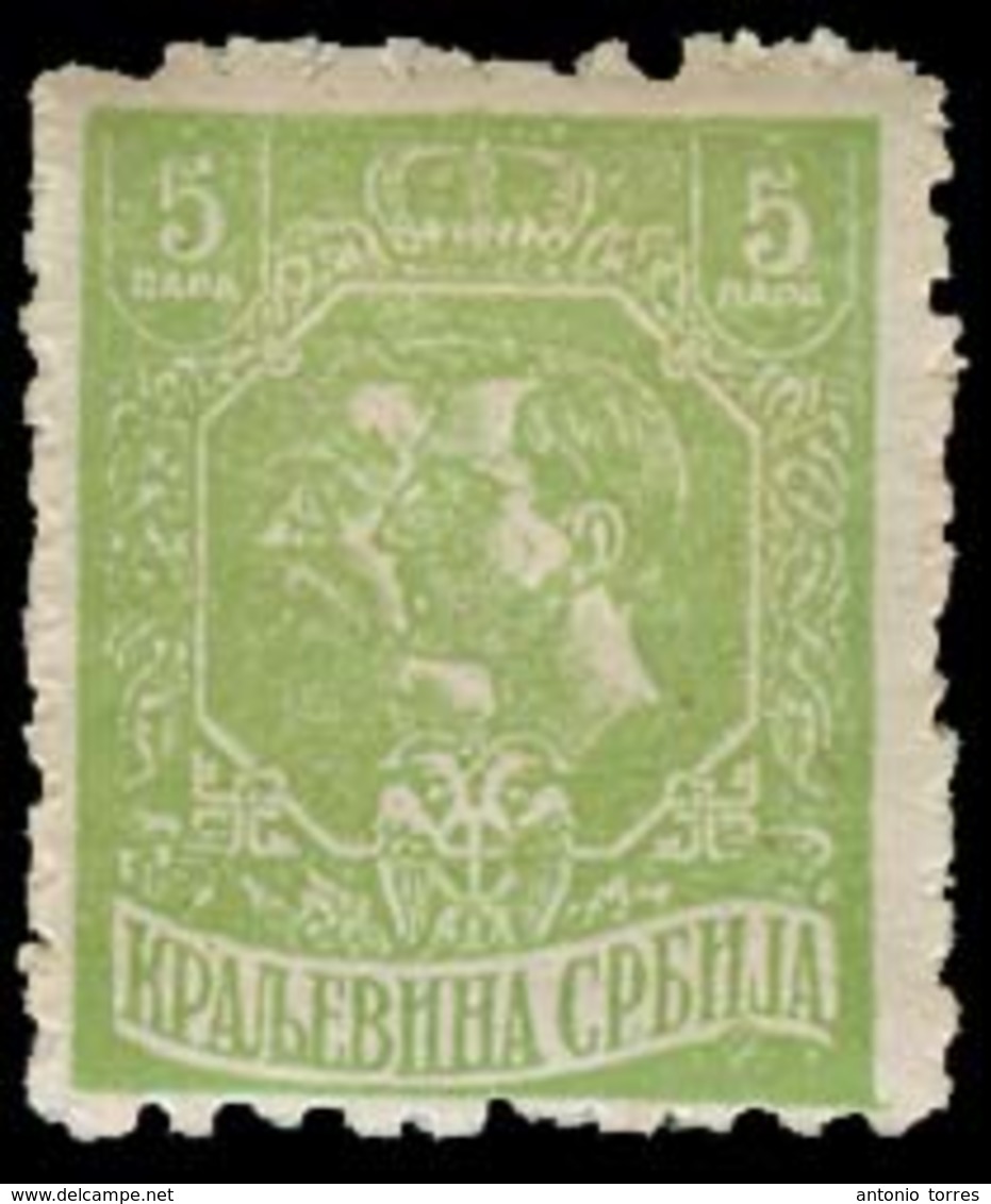 SERBIA. 1918. Yv 135* 5p Perf 9 1/2 Belgrade Print. Fine. - Serbie