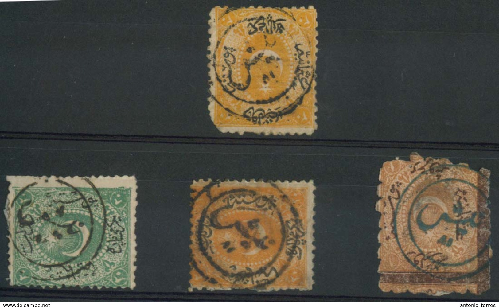 SERBIA. C.1878. Turkish Post. Nish. 4 Diff Turkish Stamps On The Nose Central Cancels (xx / R). Fine Scarce Group. - Serbie