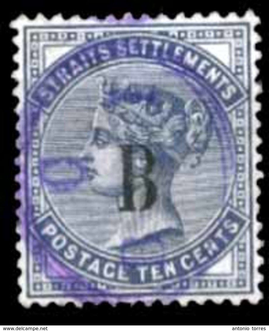 SIAM. *B20. British Post Office 1883/1885. 10c Violet Wmk. "CA" With Crown "B". The Stamp Has A Violet Commercial Contri - Siam
