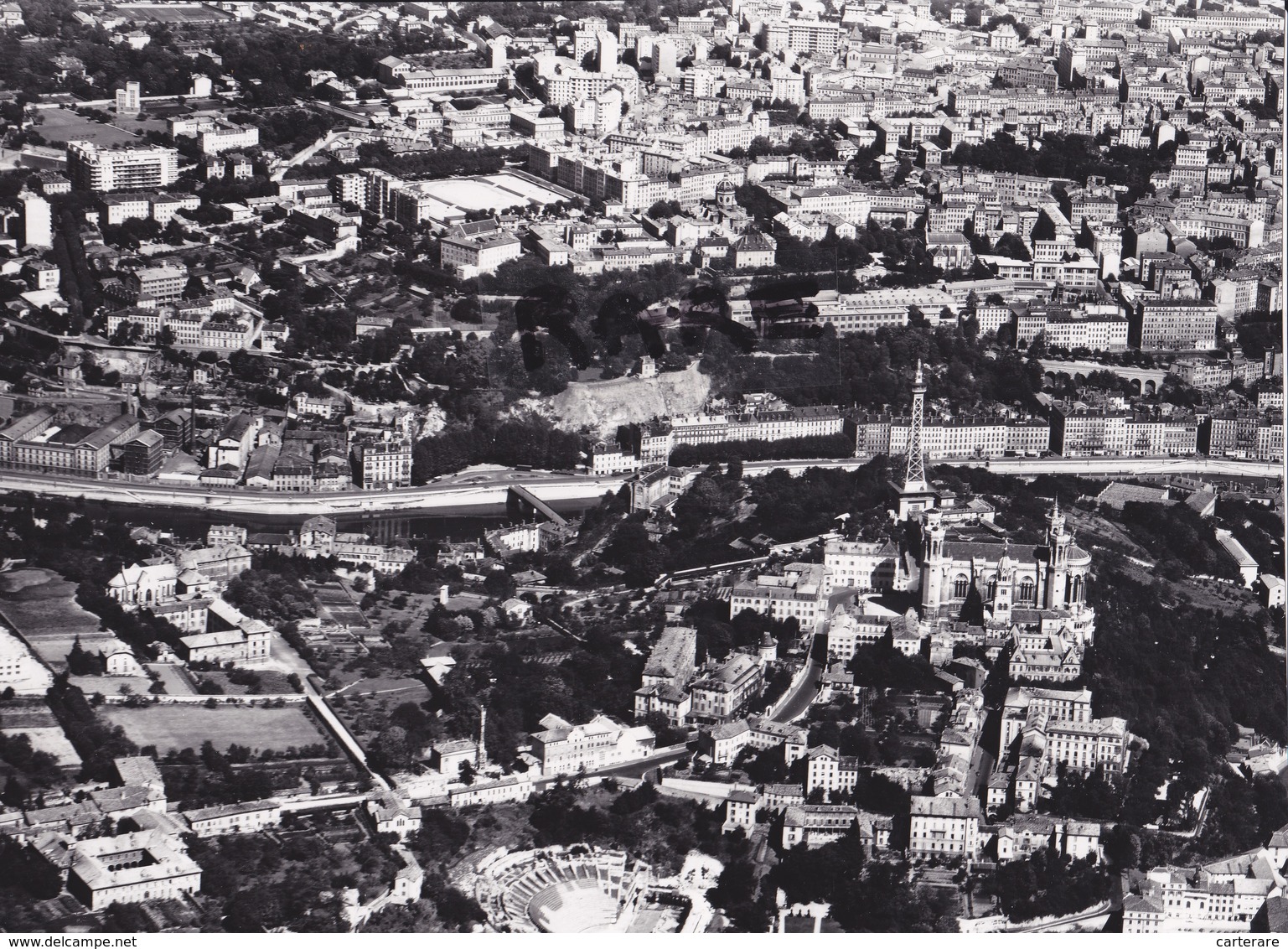 PHOTO ANCIENNE  AERIENNE RARE,PAR LAPIE SERVICE AERIEN,1955,69,LYON,RHONE - Places