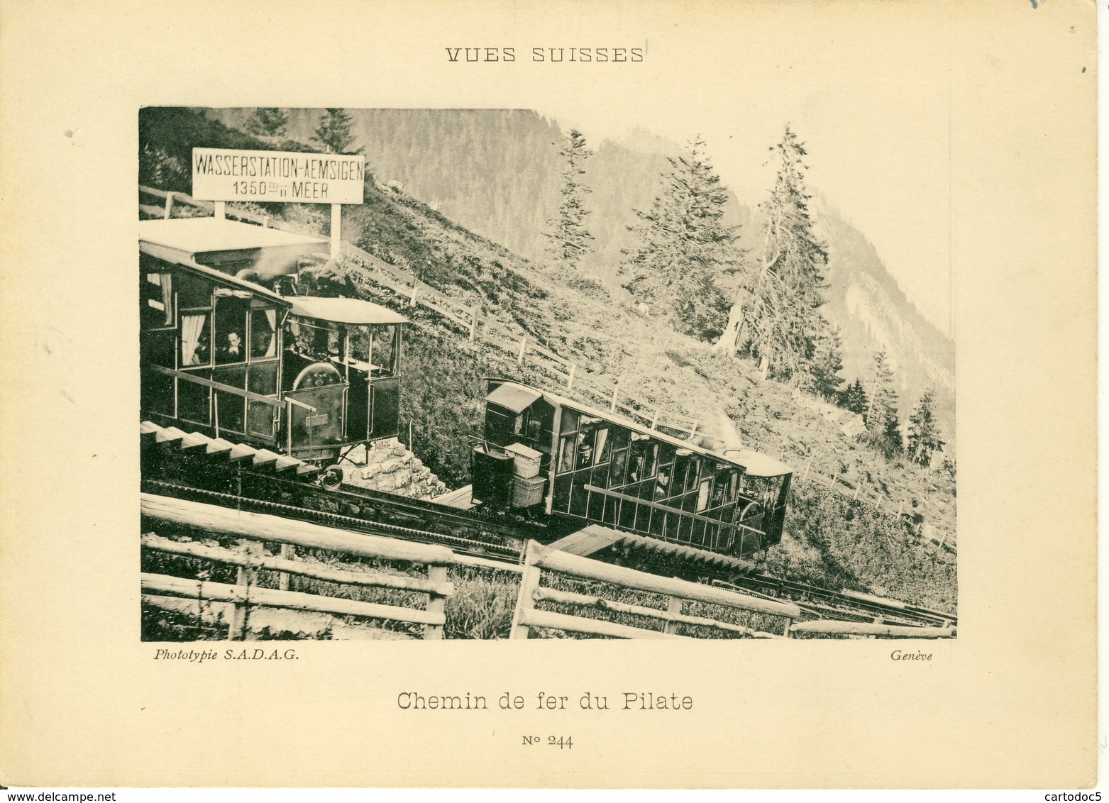 Vues Suisses Chemin De Fer Du Pilate  Phototypie S.A.D.A.G Cartonnée Format 18cm Sur 13cm - Autres & Non Classés