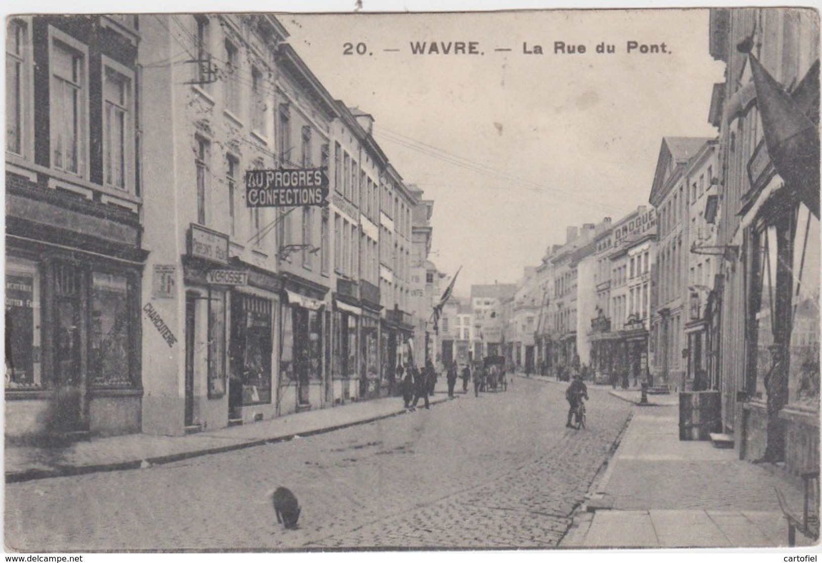 WAVRE-LA RUE DU PONT-CARTE ANIMEE-ENVOYEE VERS GRAMMONT-1913-EDITION BERTELS-VOYEZ LES 2 SCANS-TOP ! ! ! - Wavre