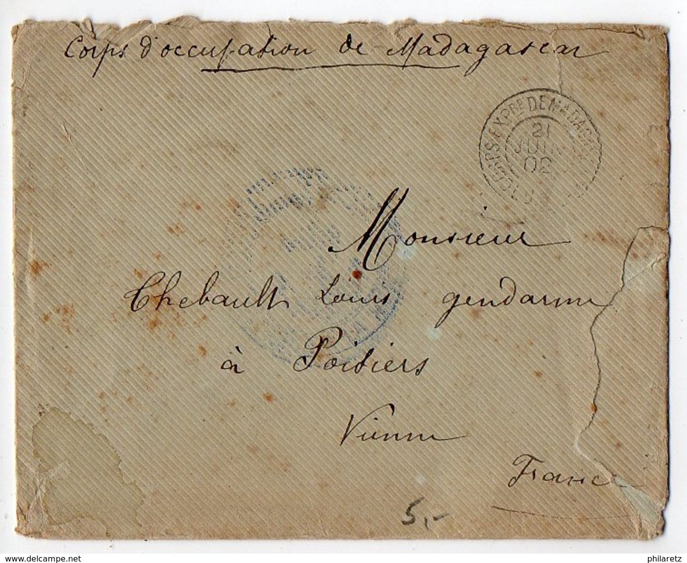 Madagascar : Lettre Du Corps Expéditionnaire De 1902 - Etat Moyen - Lettres & Documents