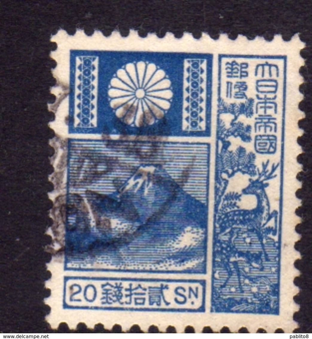 JAPAN NIPPON GIAPPONE JAPON 1930 1937 Mt FUJI MOUNT MONTE SIZE 18x22mm SEN 20s USATO USED OBLITERE' - Usati