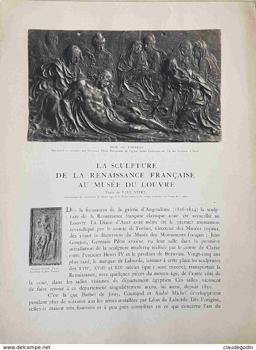 Le Louvre Par L'Illustration. Sculptures De La Renaissance Française. 29x38. Nbreuses Planches Noir Et Blanc. 4 Couleurs - Autres & Non Classés