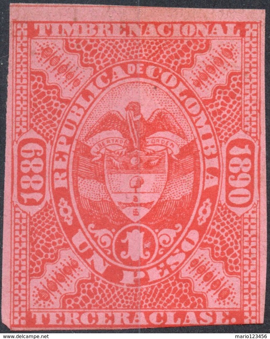 COLOMBIA, STEMMI, COAT OF ARMS, SOPRATTASSA, REVENUE FISCAL, 1889, 1 P., NUOVO (MNH**) Col.: CO 1889-7 - Colombia