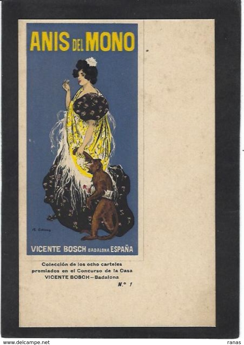 CPA Publicité Publicitaire Réclame Non Circulé R Casas Anis Del Mono Espagne Spania Art Nouveau Singe - Advertising