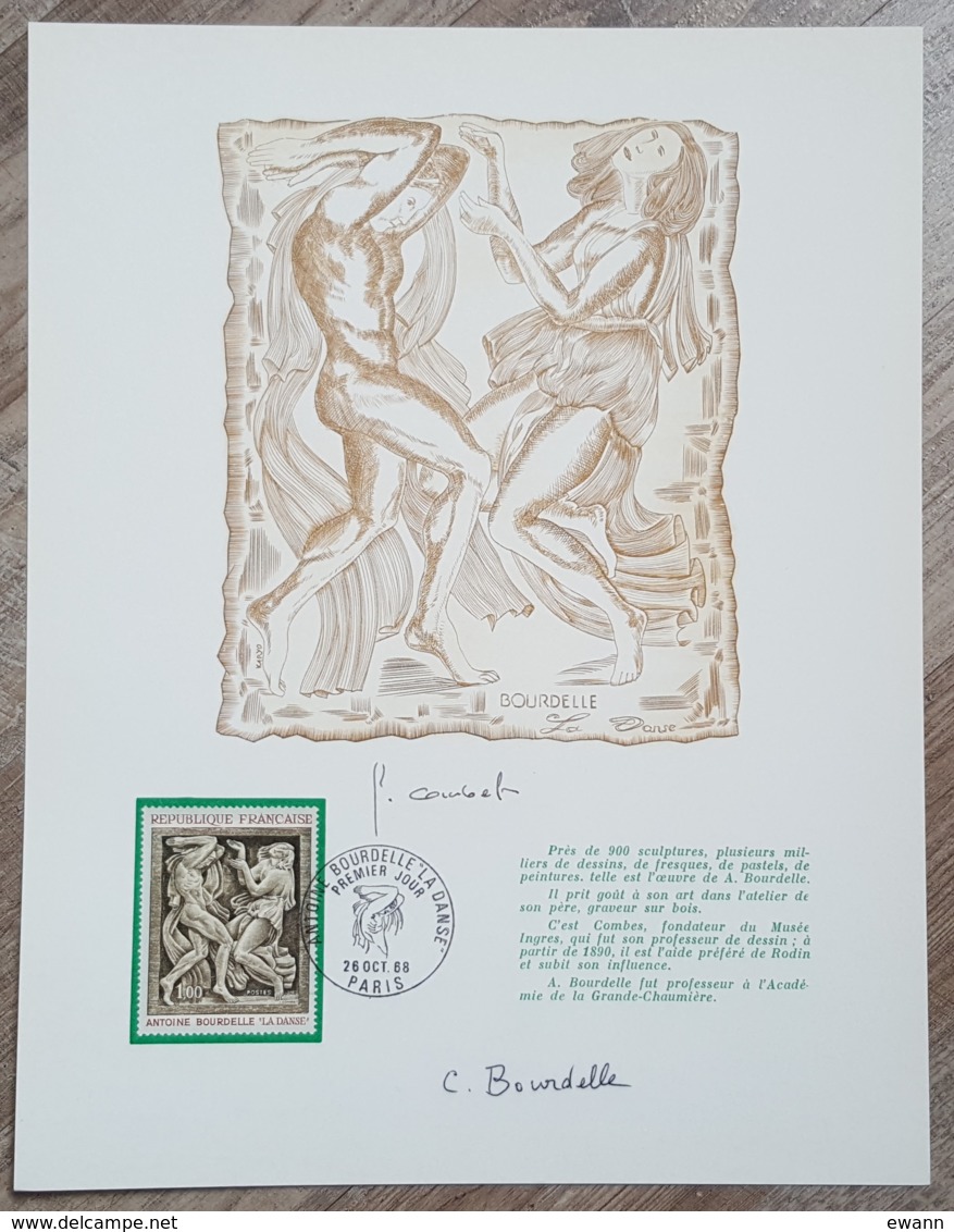 FDC 1968 Sur Document - YT N°1569 - ANTOINE BOURDELLE / LA DANSE Sur Gravure KARYO - 1960-1969