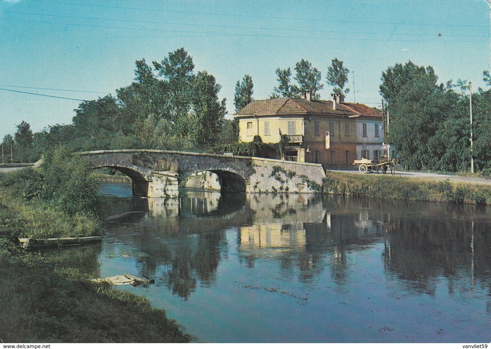 CASTELLETTO DI CUGGIONO-MILANO-TRATTORIA DEL PONTE E NAVIGLIO GRANDE-CARTOLINA VIAGGIATA IL 10-3-1975 - Milano