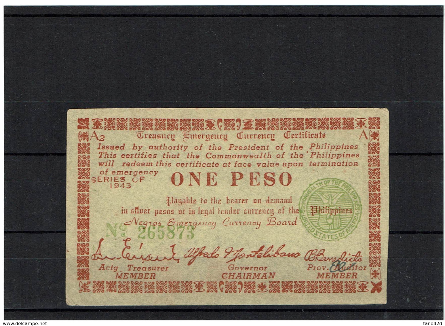 DIV1 - PHILIPPINES BILLET DE 1 PESO DE LA RESISTANCE PERIODE OCCUPATION JAPONAISE VOIR NOTICE - Filippijnen