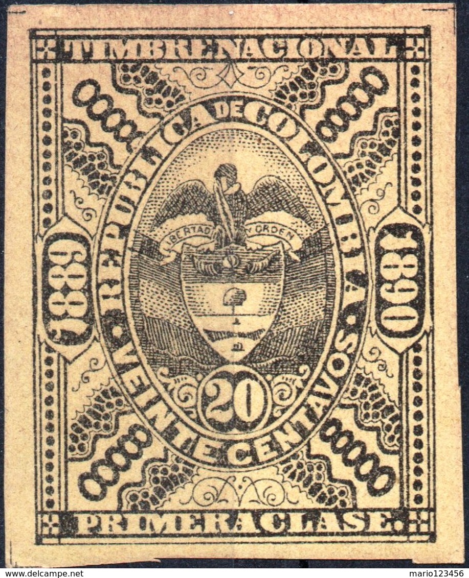 COLOMBIA, STEMMI, COAT OF ARMS, SOPRATTASSA, REVENUE FISCAL, 1889, 20 C., NUOVO (MNH**) Col.: CO 1889-5 - Colombia