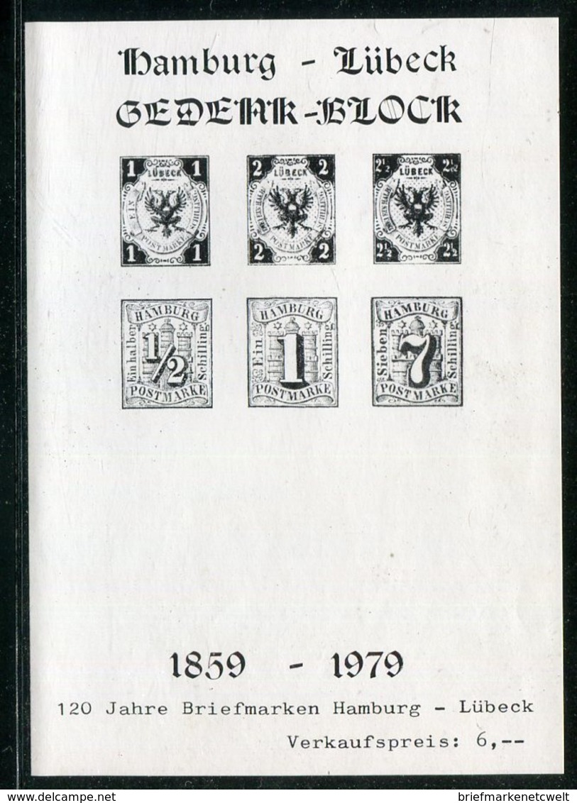 Vignettenblock / 1979 / Gedenk-Schwarzdruckblock "Hamburg-Luebeck" (*) (17010) - Vignetten (Erinnophilie)