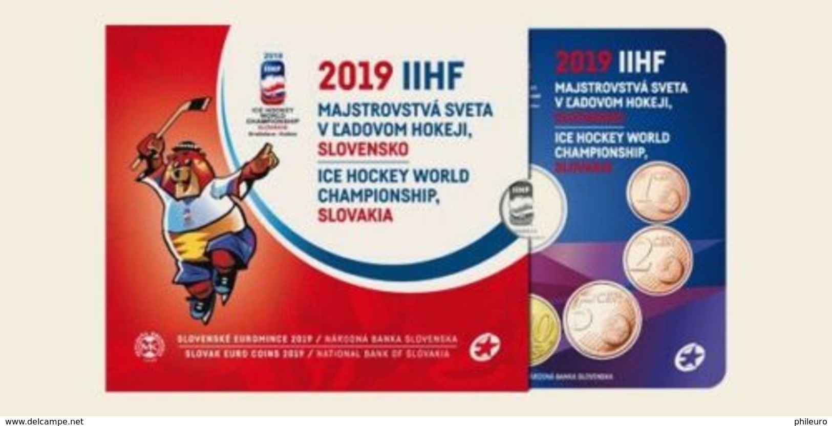 Slovaquie 2019: Coffret BU Des 8 Pièces + Médaille "Championnat Hockey Sur Glace" - Disponible En France - Slovaquie