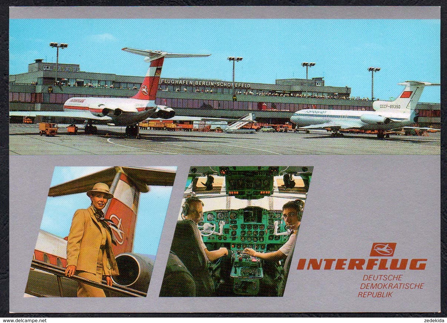 C5729 - TOP Interflug Werbekarte -  Berlin Schönefeld - Reichenbach Verlag DDR - Aérodromes