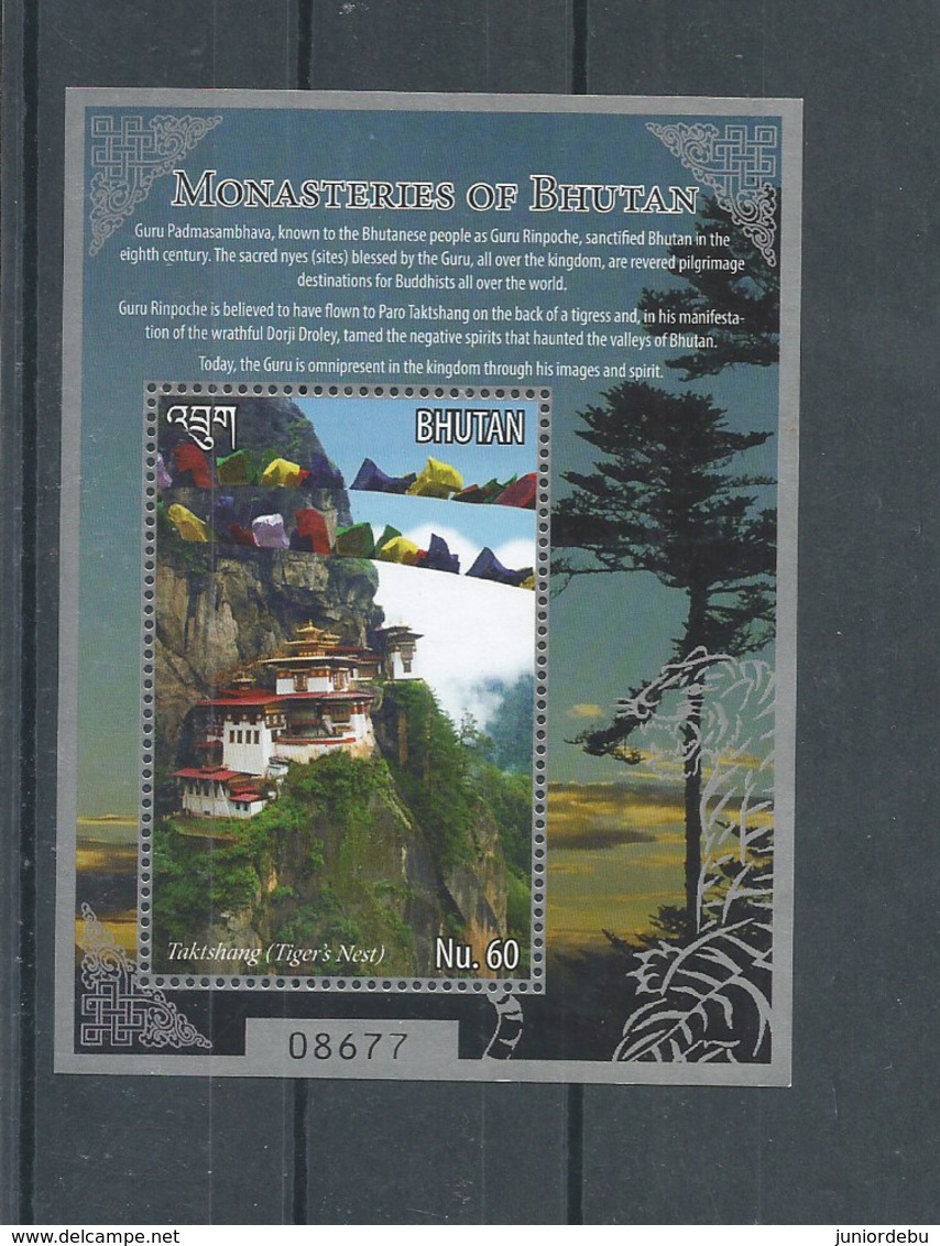 Bhutan - 2017 -Monastery  Of Bhutan  -  Miniature Sheet  - MNH, ( Religion, Buddhism) - Bhutan