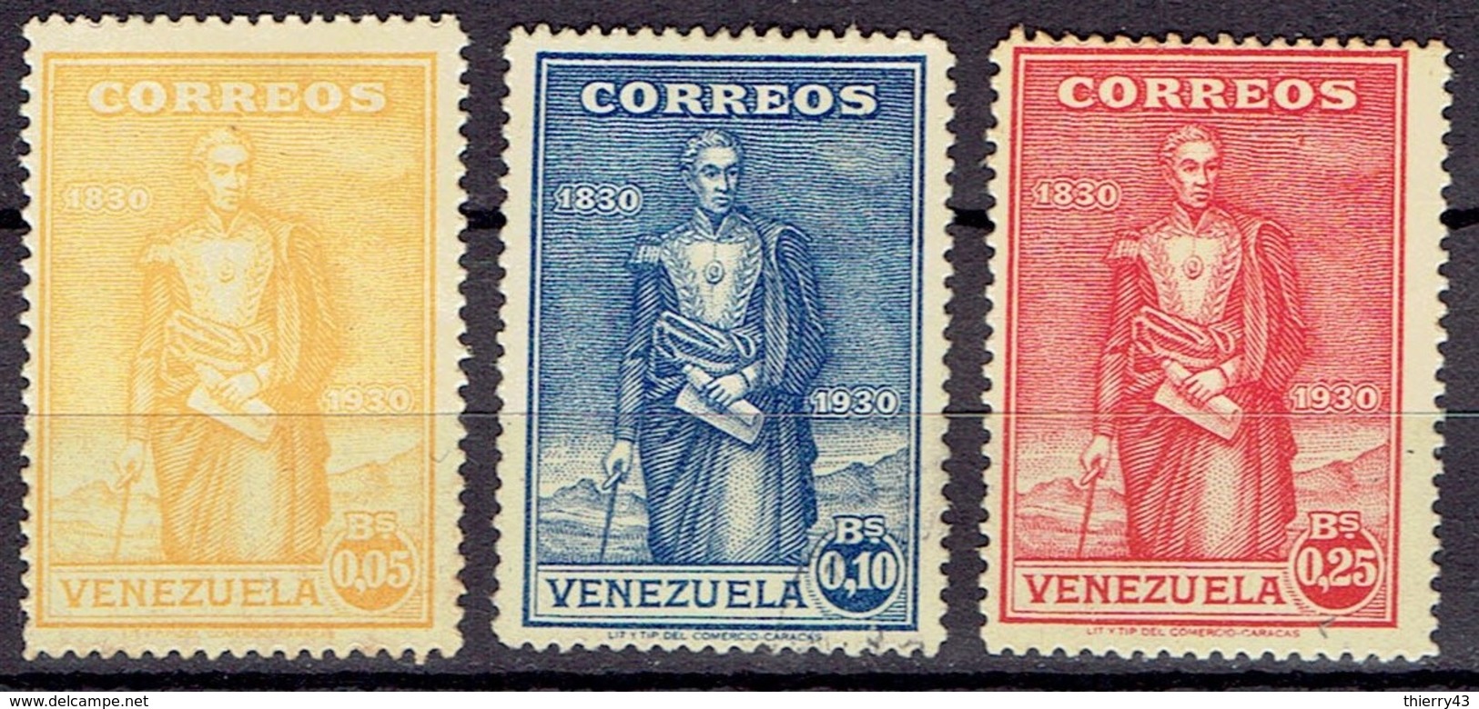 Venezuela 1930 - 100th Death Anniv Of Simon Bolivar - Mi. 136-38  Yv. 158-60   - MH, Avec Charniere, Ungebraucht - Venezuela