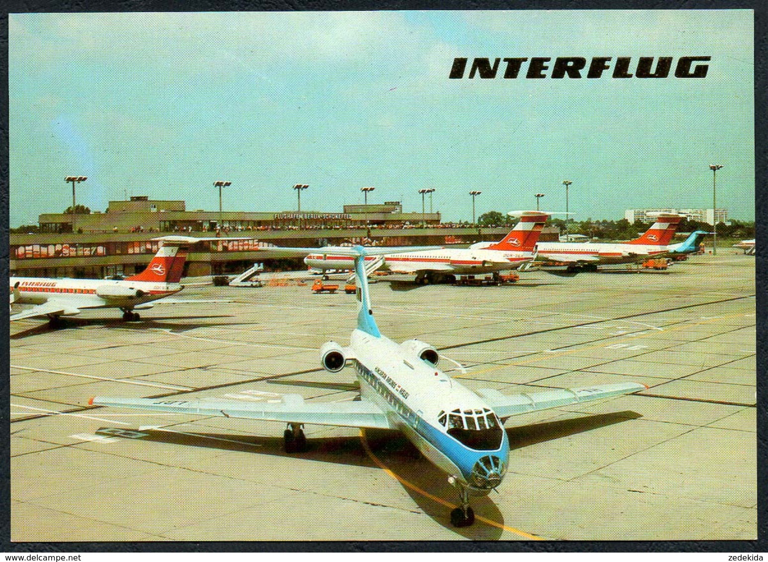C5730 - TOP Interflug Werbekarte -  Berlin Schönefeld  Flugzeug - Reichenbach Verlag DDR - Aerodromes