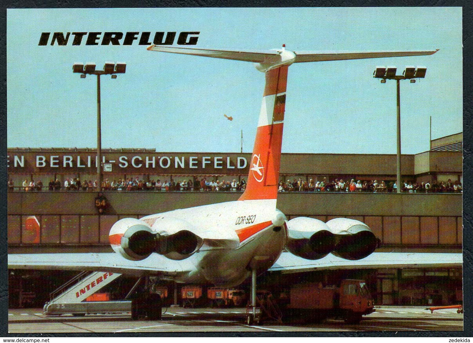 C5731 - TOP Interflug Werbekarte -  Berlin Schönefeld  Flugzeug - Reichenbach Verlag DDR - Aerodrome