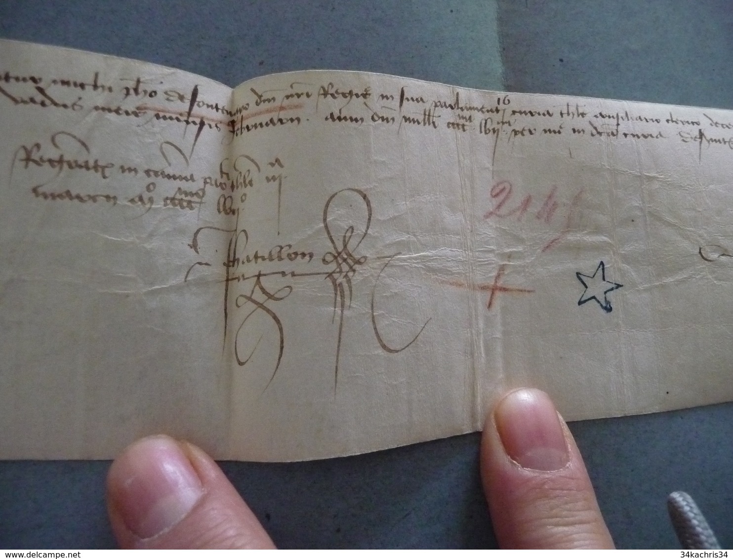 Velin Signé Phillipe De Fontenay 03/03/1458 In 4 Obl Quittance De Ses Gages Toulouse - Manuscripten