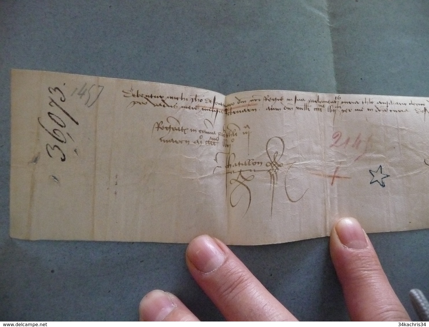 Velin Signé Phillipe De Fontenay 03/03/1458 In 4 Obl Quittance De Ses Gages Toulouse - Manuscripten