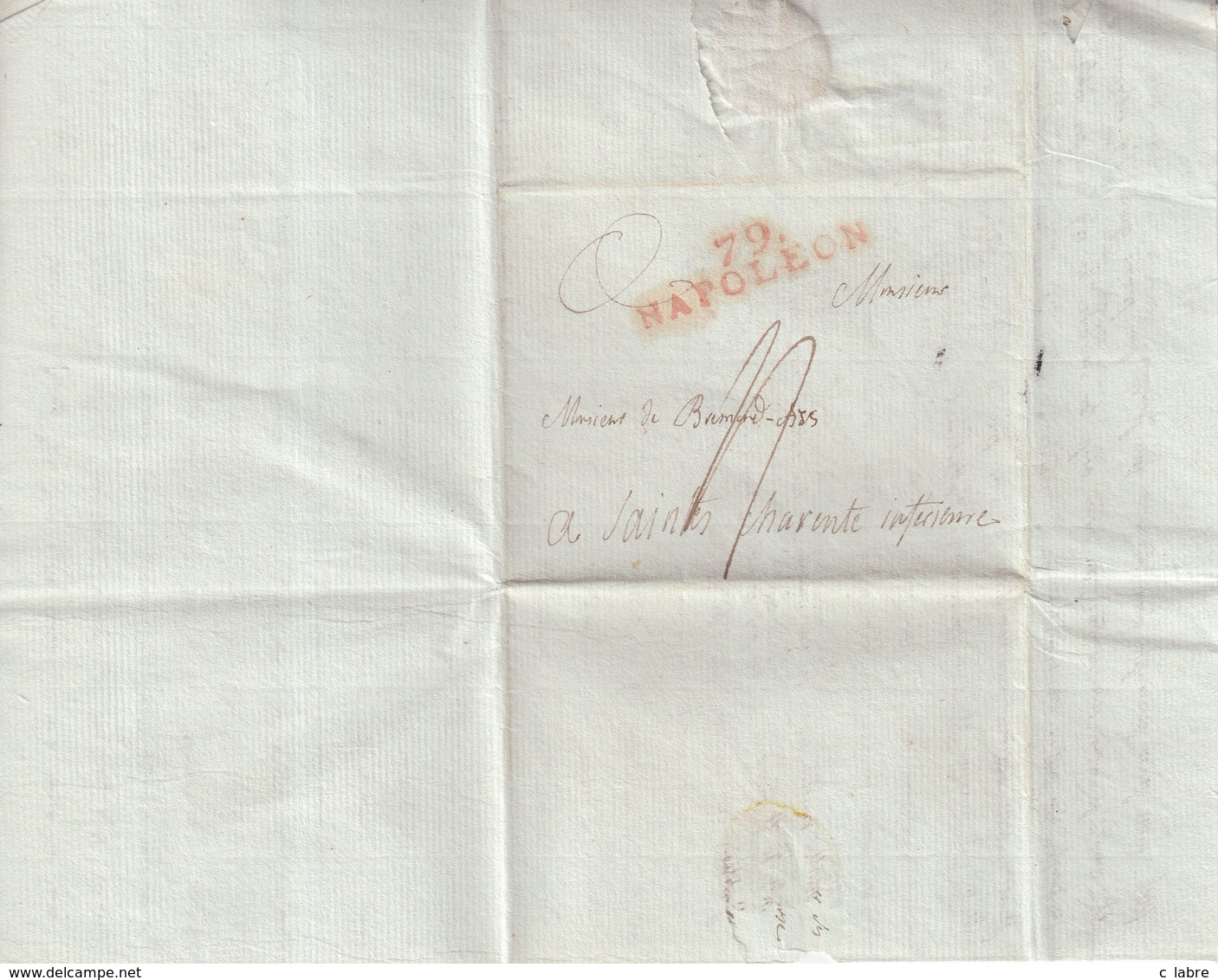 FRANCE : MARQUE POSTALE . REV . " 79 NAPOLEON " . EN ROUGE . TAXEE . 1808 . - 1801-1848: Precursori XIX