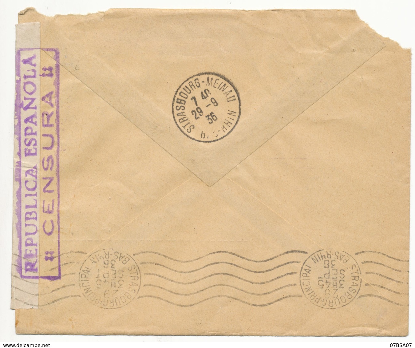 ESPAGNE LOT DE 6 ENV 1936 / 1941  TOUTES AVEC CENSURA MILITAR SUR LETTRE + 1 ENV AVEC VIGNETTE SCANS INDIVIDUELS