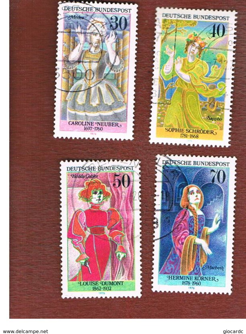 GERMANIA (GERMANY) - SG 1800.1803  - 1976  GERMAN ACTRESSES (COMPLET SET OF 4)   -  USED - Usati