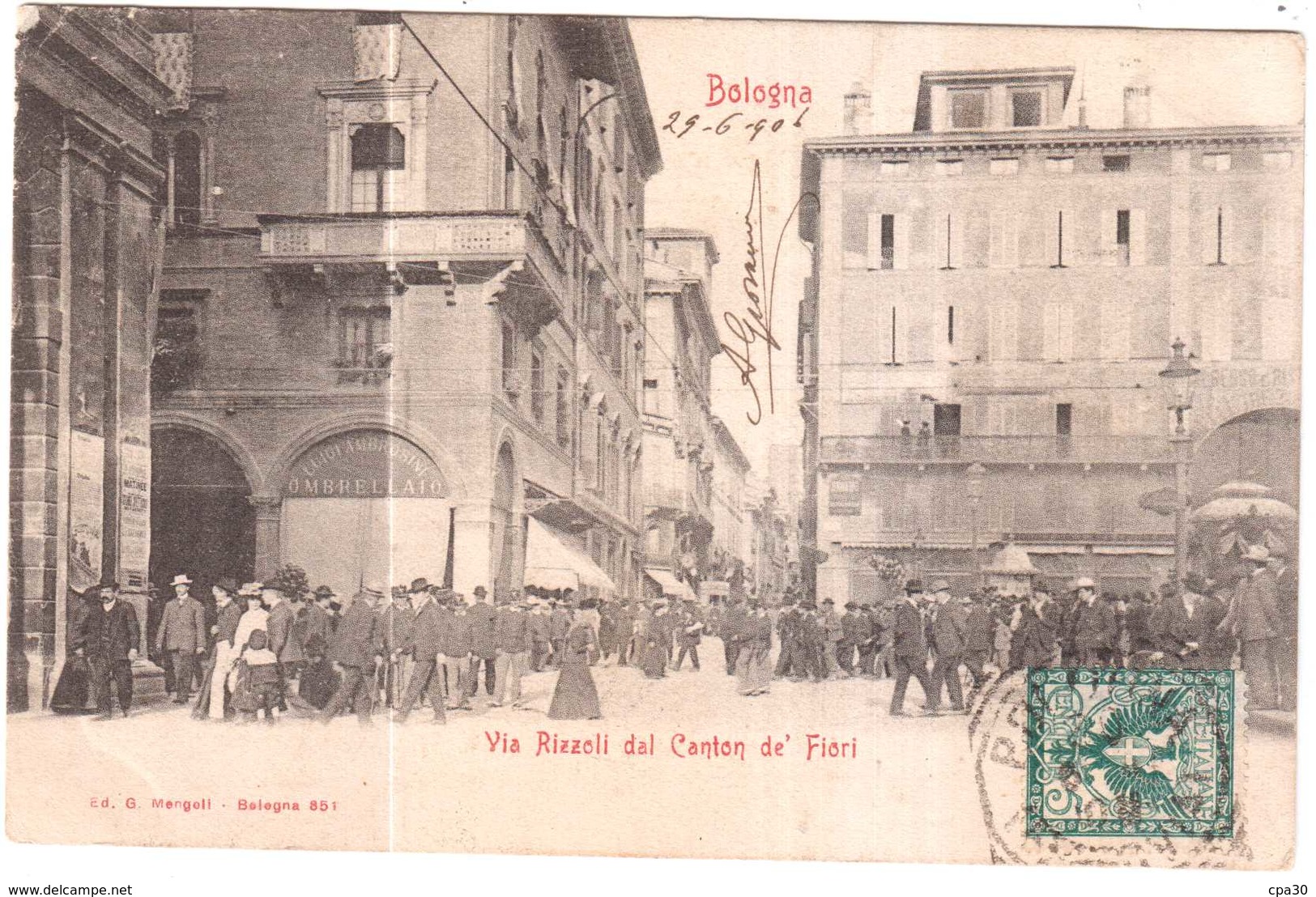 CPA ITALIE.BOLOGNA.VIA RIZZOLI - Autres & Non Classés