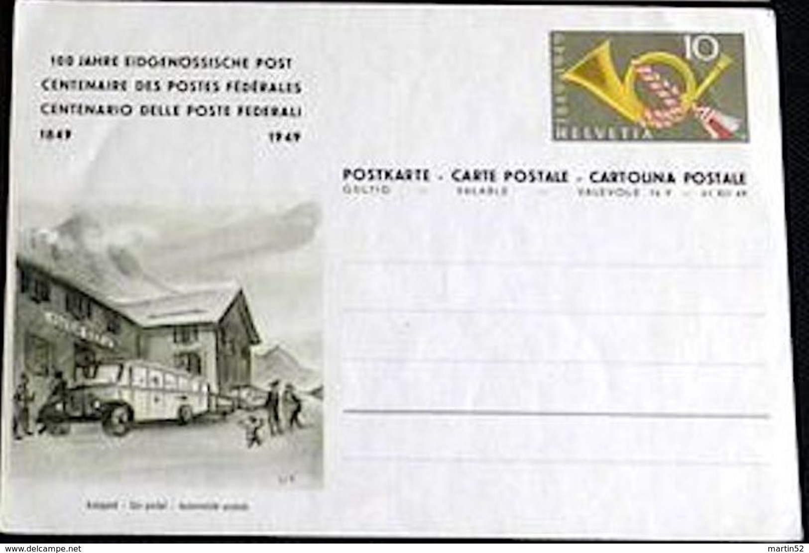 Schweiz Suisse 1949: Bild-PK "Autopost - Car Postal Automobile Postale" Vor FLÜELA HOSPIZ (ungebraucht - Non Circulé) - Interi Postali