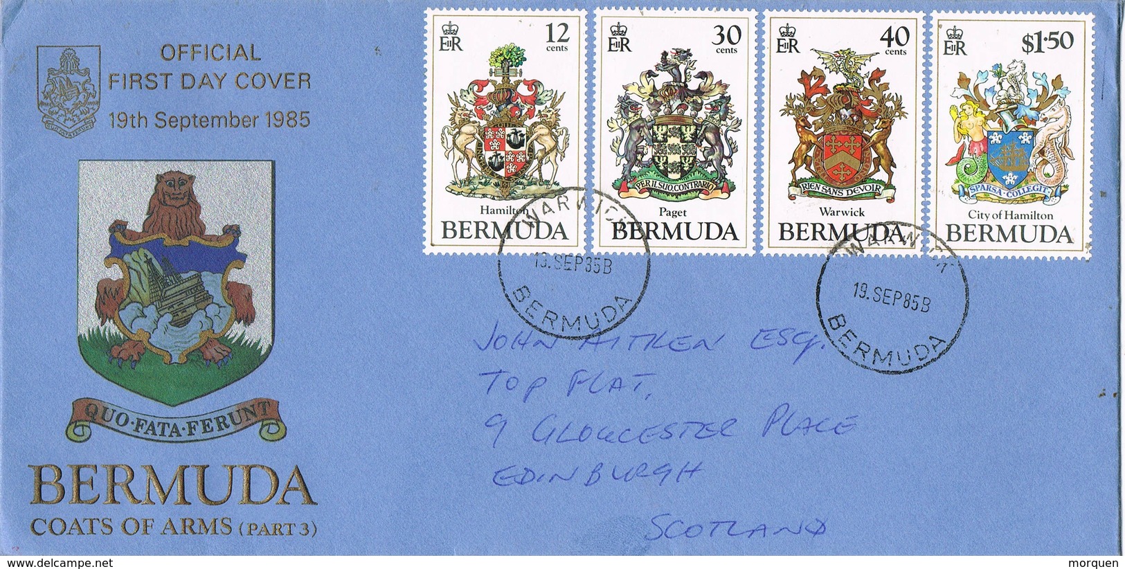 32948. Carta WARWICK (Bermuda) 1985. Coats Of Arms. Escudos - Bermudas