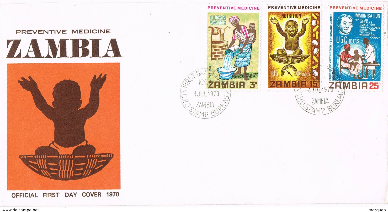 32950. Carta F.D.C.  NDOLA (Zambia) 1970. Preventive Medicine. Medicina Preventiva, Salud - Zambia (1965-...)