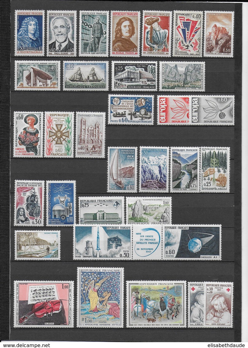 FRANCE - 1965 - ANNEE COMPLETE ** MNH - 33 TIMBRES - COTE = 23 EUR. - 1960-1969