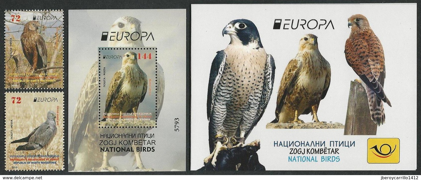 MACEDONIA /NORTH-MACEDONIA /MAKEDONIEN -EUROPA 2019 -NATIONAL BIRDS.-"AVES -BIRDS -VÖGEL-OISEAUX"-SERIE + BF + CARNET - 2019