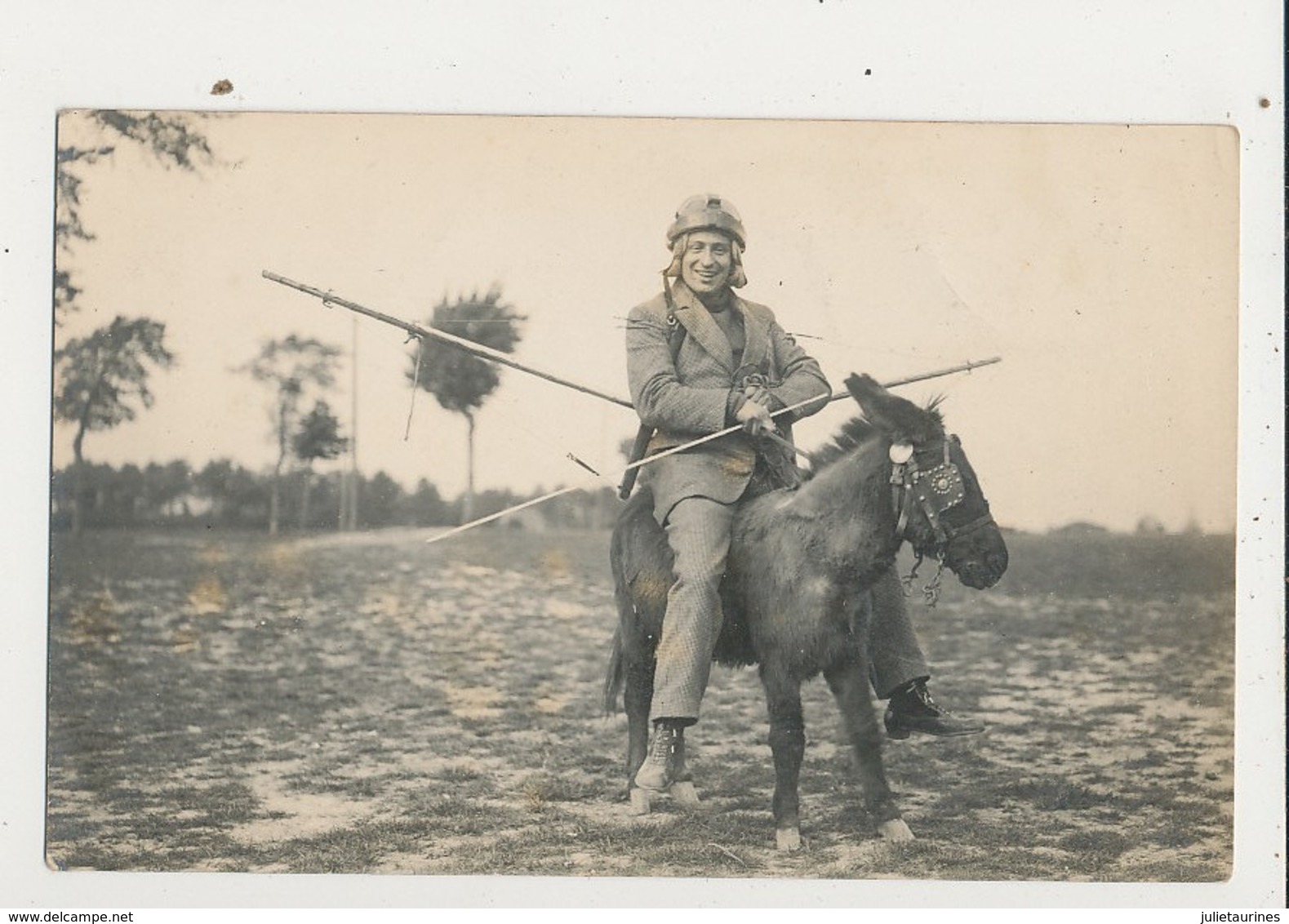 CARTE PHOTO AVIATEUR SUR LE DOS D UN ANE PLATEAU DES BRUYERES LONGUENESSE CPA BON ETAT - ....-1914: Precursores