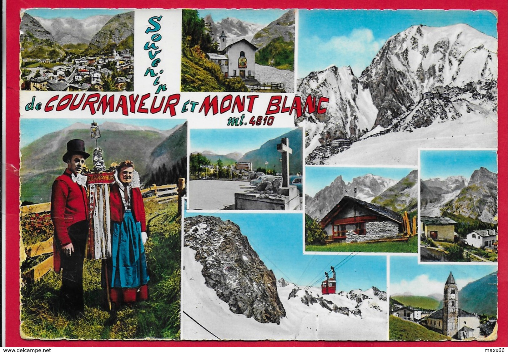 CARTOLINA VG ITALIA - Souvenir Di COURMAYEUR E Monte Bianco - 10 X 15 - ANN. 1965 - Altri & Non Classificati