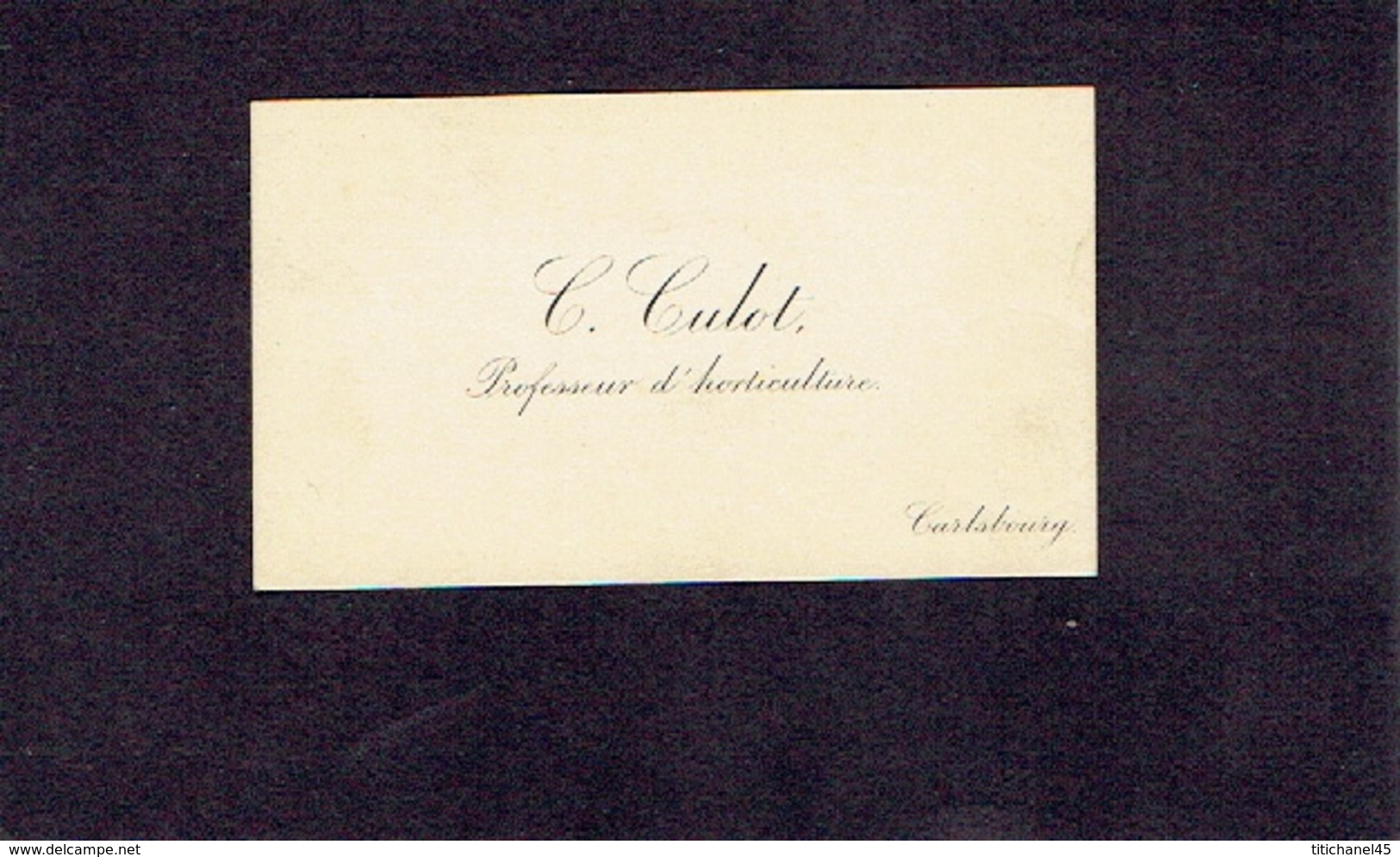 CARLSBOURG 1900-1910 ANCIENNE CARTE DE VISITE - C. CULOT - Professeur D'horticulture - Visiting Cards