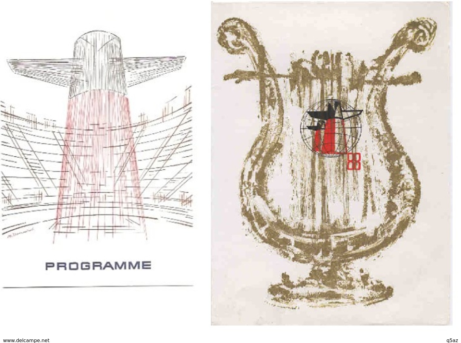 Em2.k- Ens.de 2 Porte-programmes Paquebot FRANCE  Cheminée Cie Gle Transatlantique French Line - Other & Unclassified