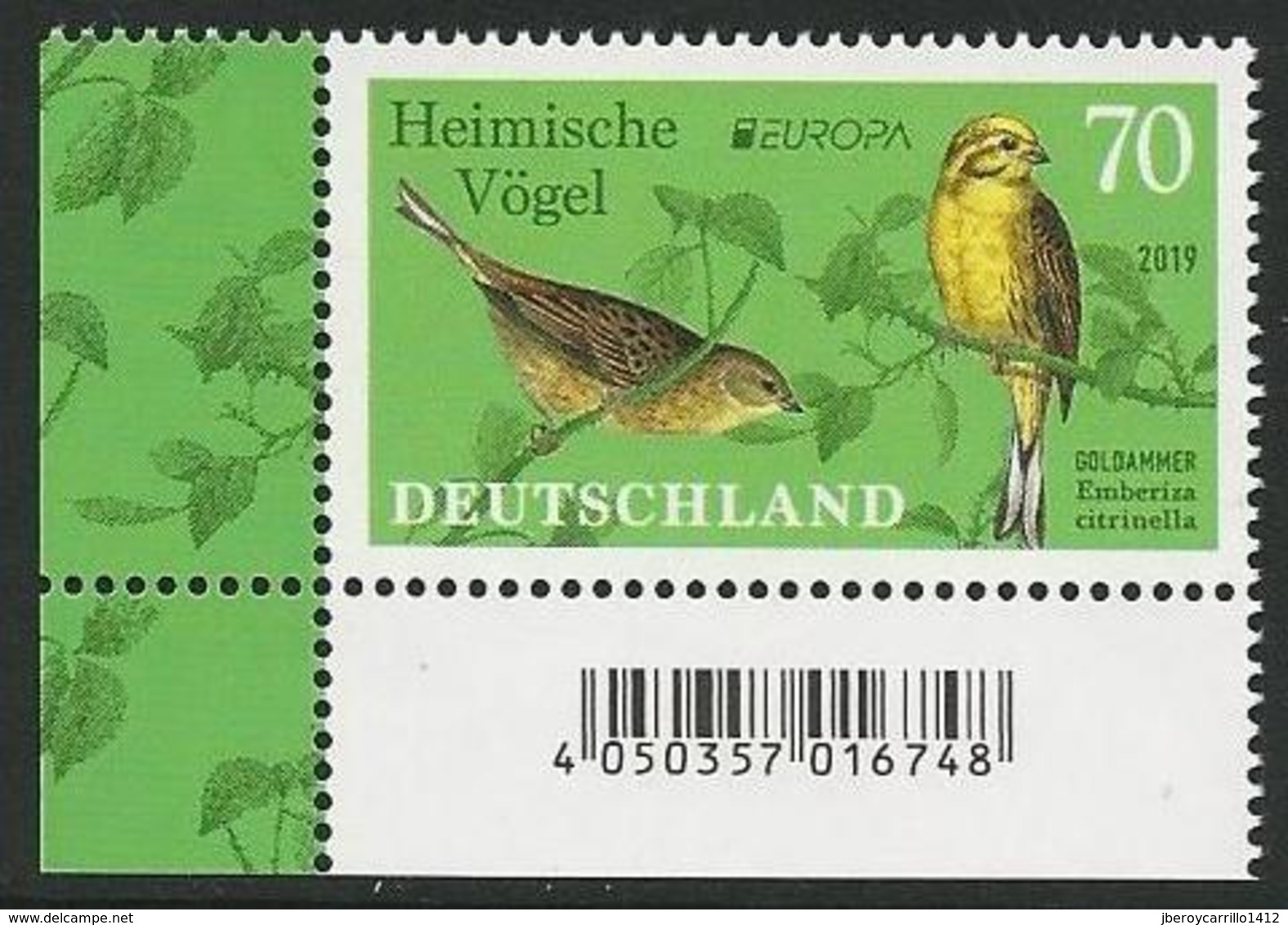 ALEMANIA /GERMANY / DEUTSCHLAND -EUROPA 2019 -NATIONAL BIRDS.-"AVES -BIRDS -VÖGEL -OISEAUX"- SERIE De 1 V - CB - 2019