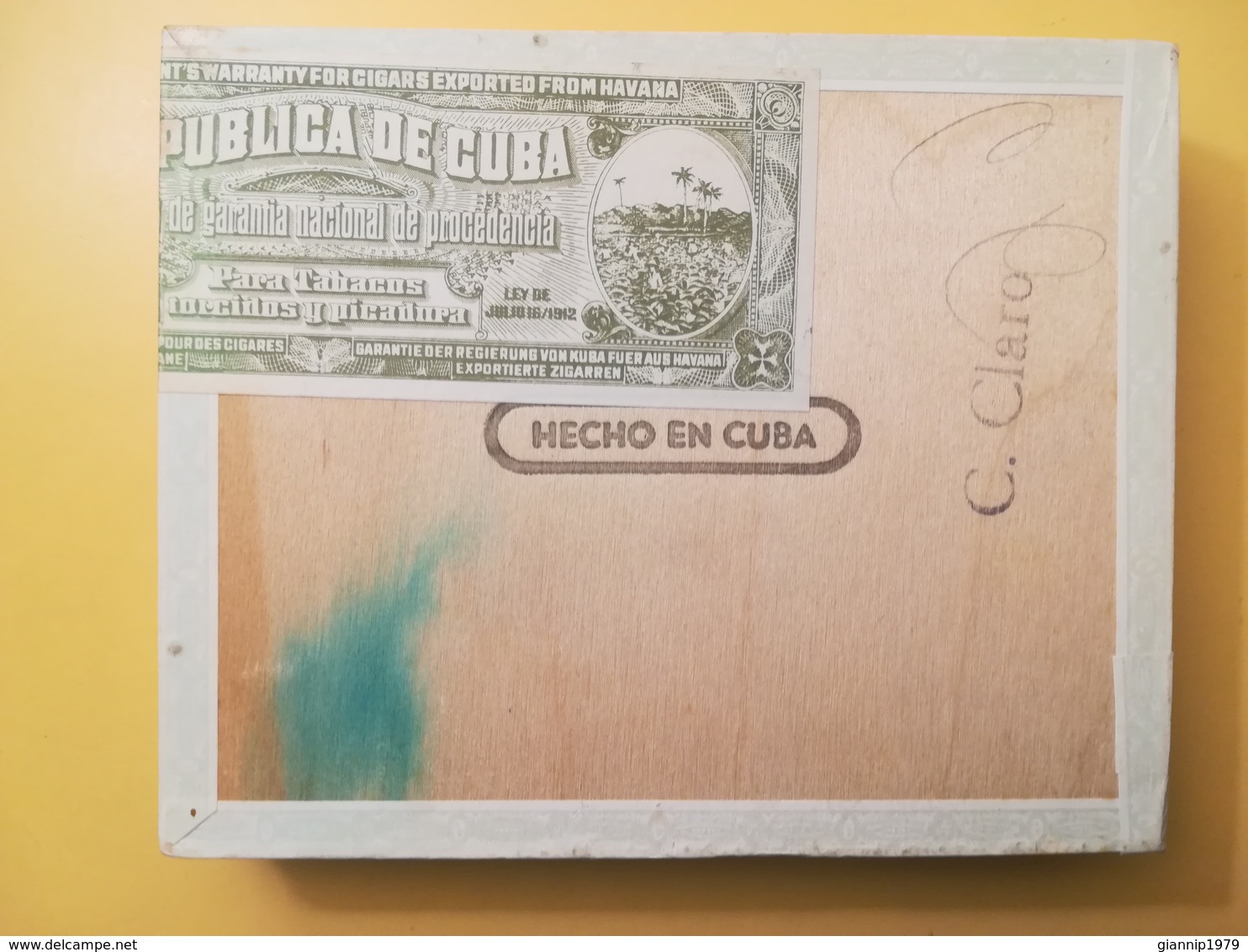 SCATOLA VUOTA LEGNO CONTENITORE TABACCO SIGARI CIGAR EL REY DEL MUNDO CUBA REAL CASA CON SIGILLO GARANTIA 1912 - Boites à Tabac Vides