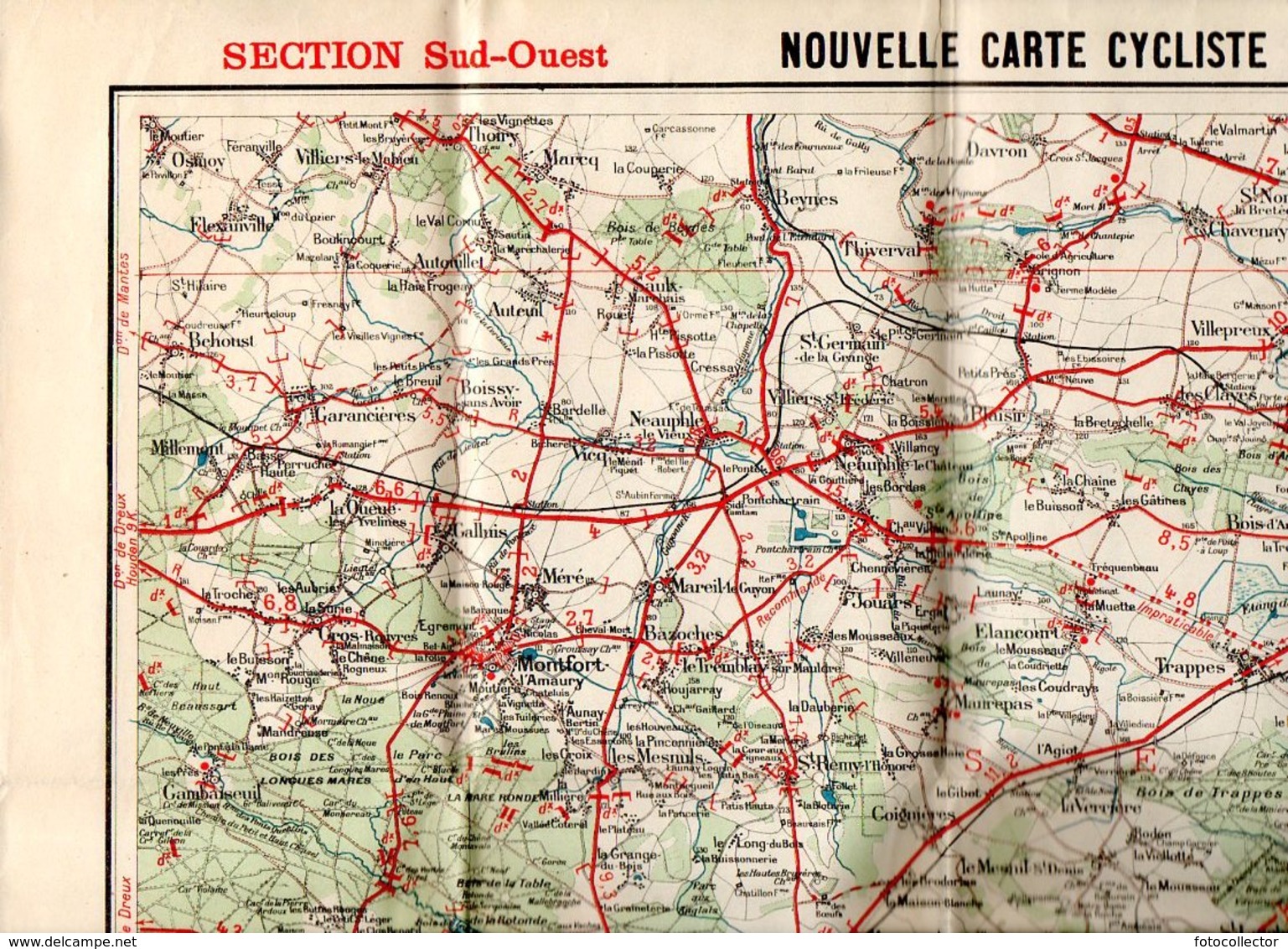 4 Cartes Cyclistes Et Automobiles Des Environs De Paris Taride 1908 ( NO - NE - SO - SE) - Cartes Routières