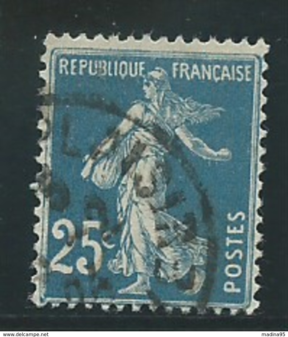 FRANCE: Obl., N° YT 140h, Bleu, T.IIIA, TB - 1906-38 Semeuse Camée