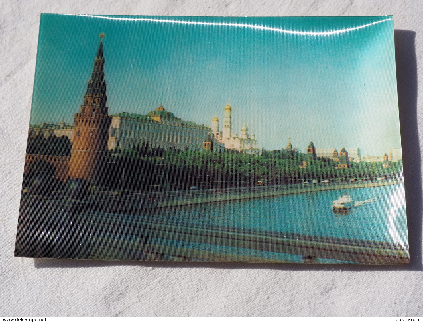 3d 3 D Lenticular Stereo Postcard USSR Kremlin From Moscow River   A 191 - Stereoscope Cards