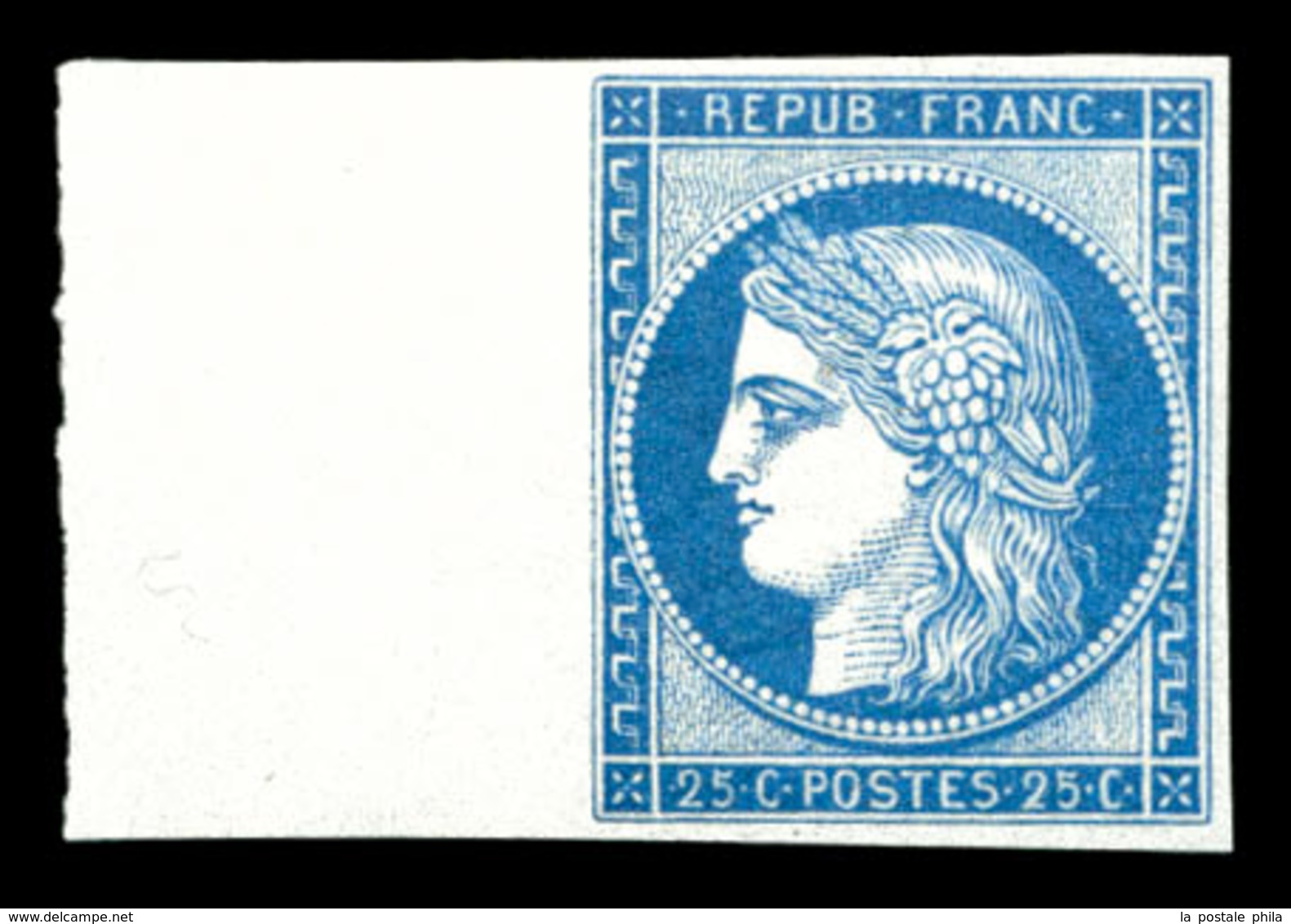 ** N°4d, 25c Bleu Impression De 1862 Bord De Feuille Latéral, Fraîcheur Postale, SUPERBE (certificat)   Qualité: ** - 1849-1850 Cérès