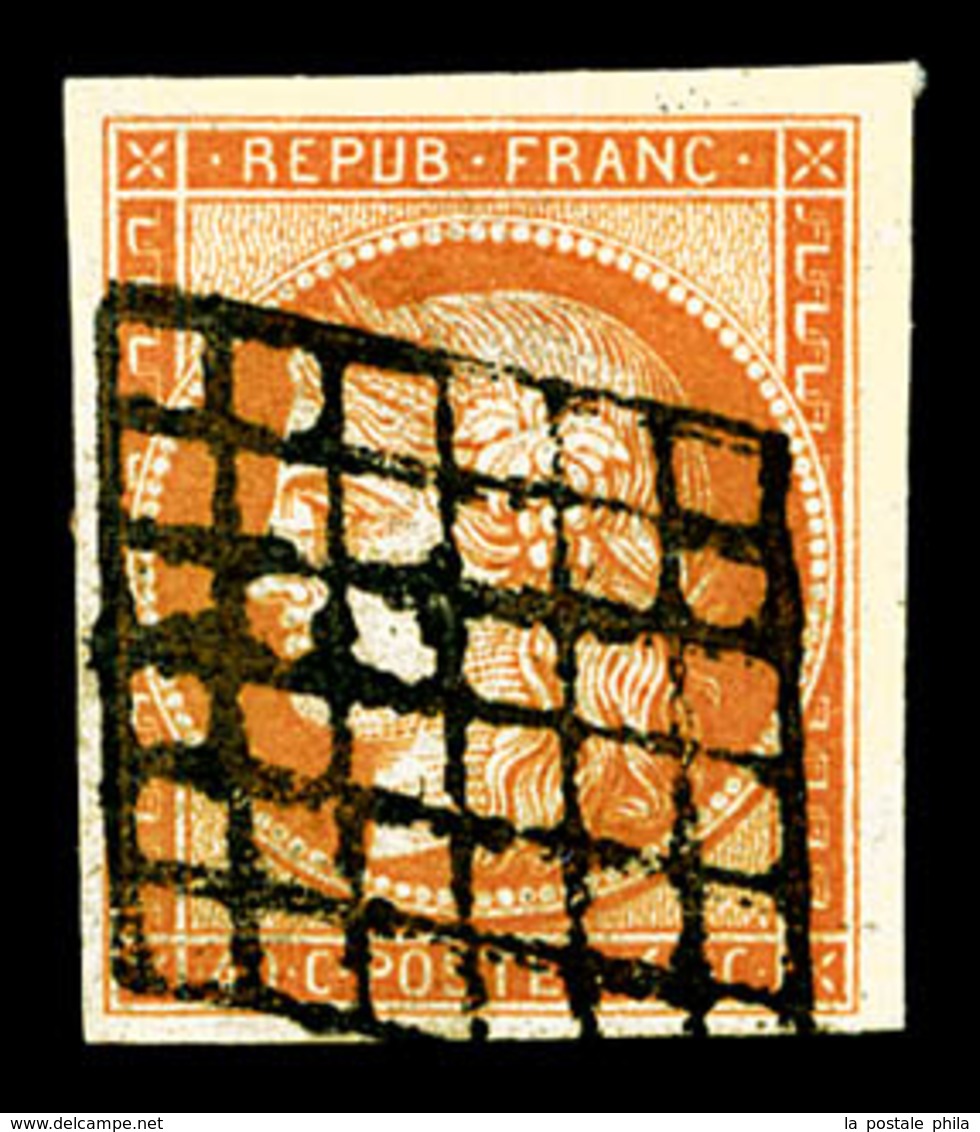 O N°5, 40c Orange Obl Grille, Belles Marges, TB (signé Calves/certificat)  Qualité: O  Cote: 500 Euros - 1849-1850 Cérès