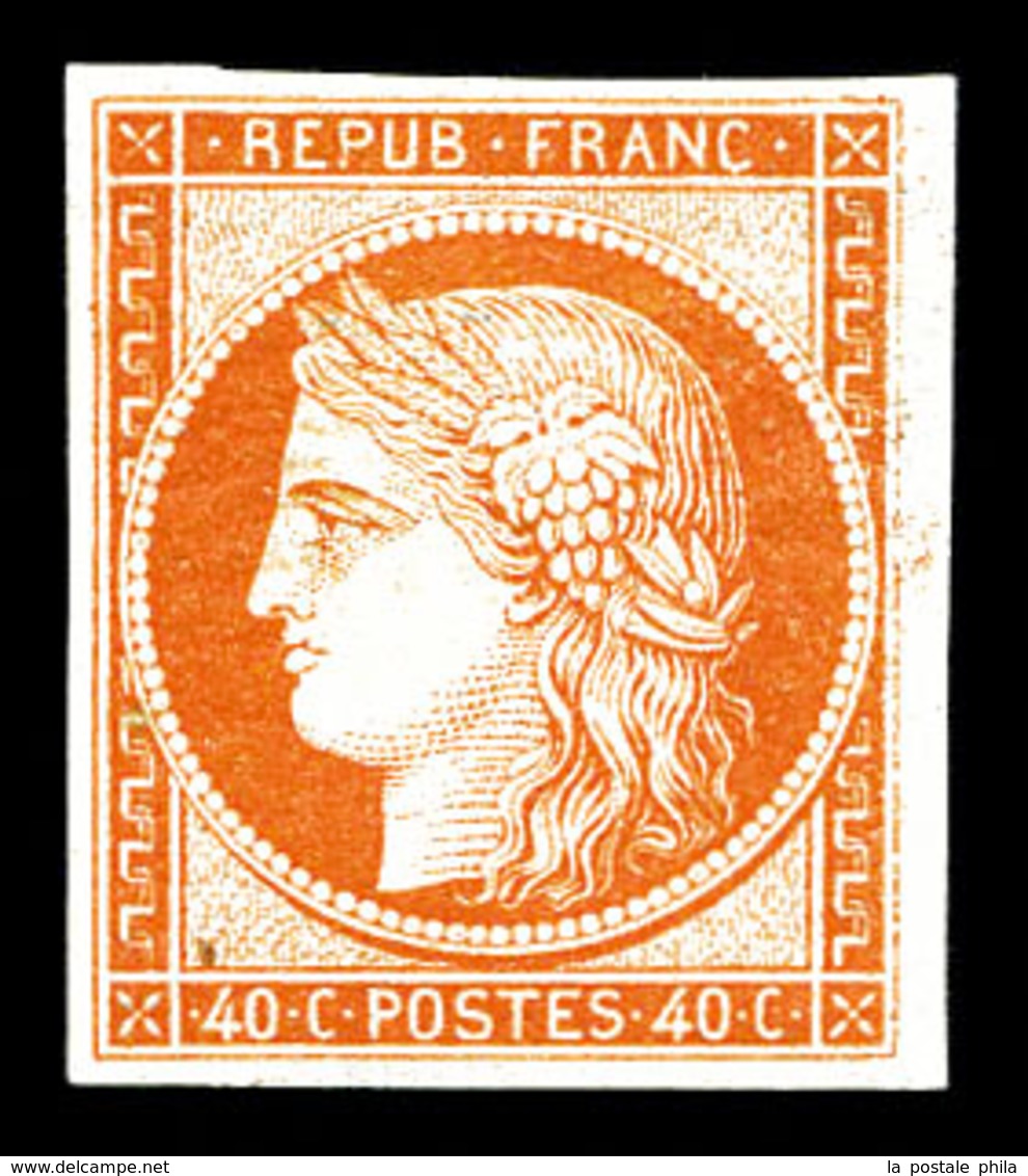 * N°5A, 40c Orange, Quatre Belles Marges, Très Frais. TTB (certificats)  Qualité: *  Cote: 3800 Euros - 1849-1850 Cérès